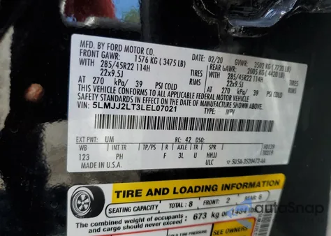 2020 Lincoln Navigator Reserve из США, поврежденный, VIN 5LMJJ2LT3LEL07021